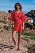 Load image into Gallery viewer, ROWIE - ISLA SILK WRAP MINI DRESS / true red