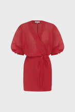Load image into Gallery viewer, ROWIE - ISLA SILK WRAP MINI DRESS / true red