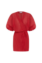 Load image into Gallery viewer, ROWIE - ISLA SILK WRAP MINI DRESS / true red