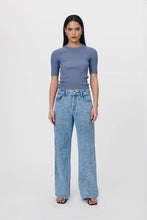 Load image into Gallery viewer, ROWIE - STANLEY KNIT TEE - SILVER BLUE