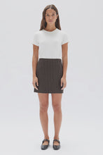 Load image into Gallery viewer, ASSEMBLY - SOFIA WOOL PINSTRIPE MINI SKIRT in Chestnut Stripe

