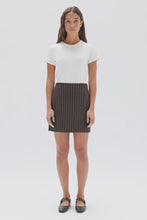 Load image into Gallery viewer, ASSEMBLY - SOFIA WOOL PINSTRIPE MINI SKIRT in Chestnut Stripe