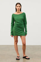 Load image into Gallery viewer, ZULU & ZEPHYR - TALLOW GREEN GATHERED KNIT DRESS