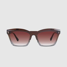 Load image into Gallery viewer, VALLEY - ROYALE - TRANSPARENT CHOCOLATE FADE TO CRYSTAL W GOLD METAL / DARK ORANGE GRADIENT LENS
