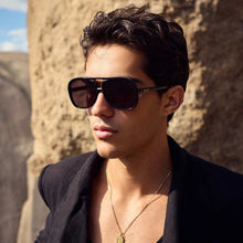 Load image into Gallery viewer, VALLEY - BANG BANG - Gloss Black w Gold Metal Trim / Light Brown Lens