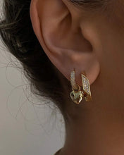 Load image into Gallery viewer, LUV AJ - PAVE CUBAN LINK HOOPS - GOLD