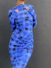 Load image into Gallery viewer, SUBOO - SHIBORI LONG SLEEVE ROUCHED DRESS
