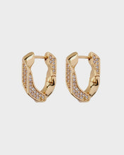 Load image into Gallery viewer, LUV AJ - PAVE CUBAN LINK HOOPS - GOLD