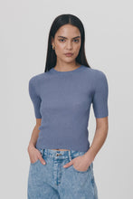 Load image into Gallery viewer, ROWIE - STANLEY KNIT TEE - SILVER BLUE