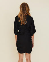 Load image into Gallery viewer, SUBOO - HALLEY ROUCHED CROSS OVER MINI DRESS - BLACK