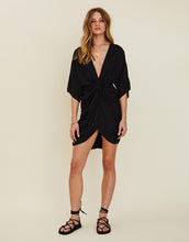Load image into Gallery viewer, SUBOO - HALLEY ROUCHED CROSS OVER MINI DRESS - BLACK
