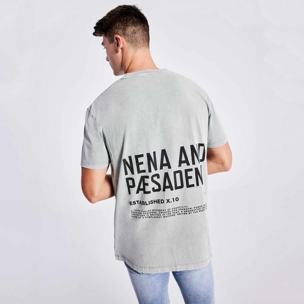 NENA & PASADENA - LOST CAUSE RELAXED TEE - MINERAL SAGE