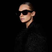 Load image into Gallery viewer, VALLEY - PIAF GLOSS BLACK w SWAROVSKI CRYSTALS silver metal trim/black lens