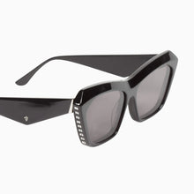 Load image into Gallery viewer, VALLEY - PIAF GLOSS BLACK w SWAROVSKI CRYSTALS silver metal trim/black lens