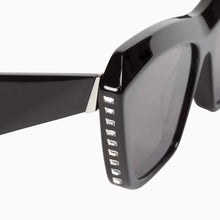 Load image into Gallery viewer, VALLEY - PIAF GLOSS BLACK w SWAROVSKI CRYSTALS silver metal trim/black lens