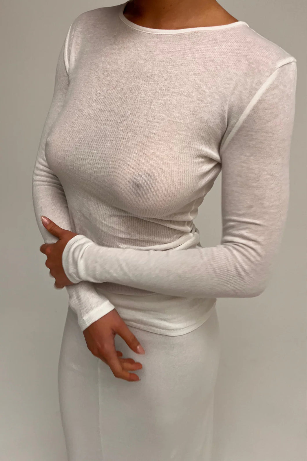 ZULU & ZEPHYR - RIB HEMP LONG SLEEVE TOP - WHITE