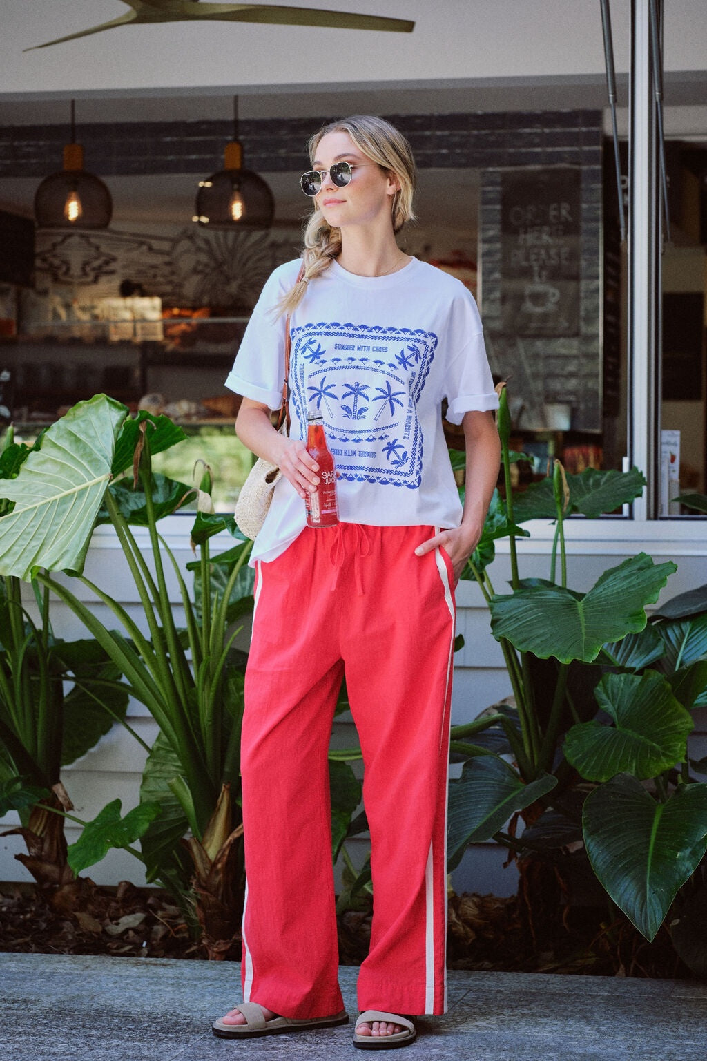 CERES LIFE - RELAXED DRAWSTRING PANT / red