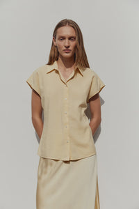 ASSEMBLY - HEATHER SILK  S/S SHIRT Pannacotta