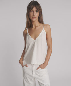 ONETEASPOON - DEEP V FRONT SINGLET / white