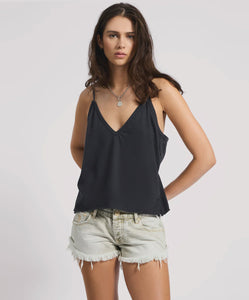 ONETEASPOON - DEEP V FRONT SINGLET / BLACK