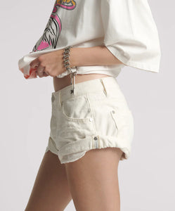 ONETEASPOON - BANDITS LOW WAIST DENIM SHORT /milk white