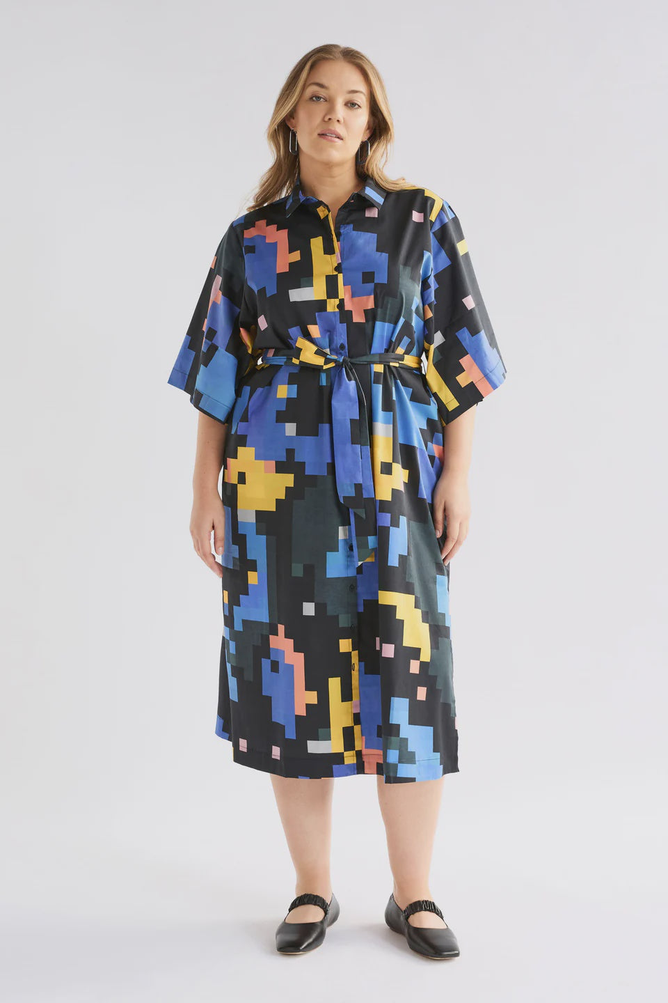 ELK - GRAND SHIRT DRESS / lucent print