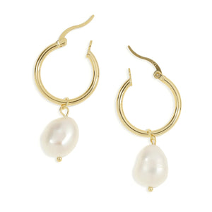 ARMS OF EVE - AUGUSTA GOLD HOOPS & FRESHWATER PEARL