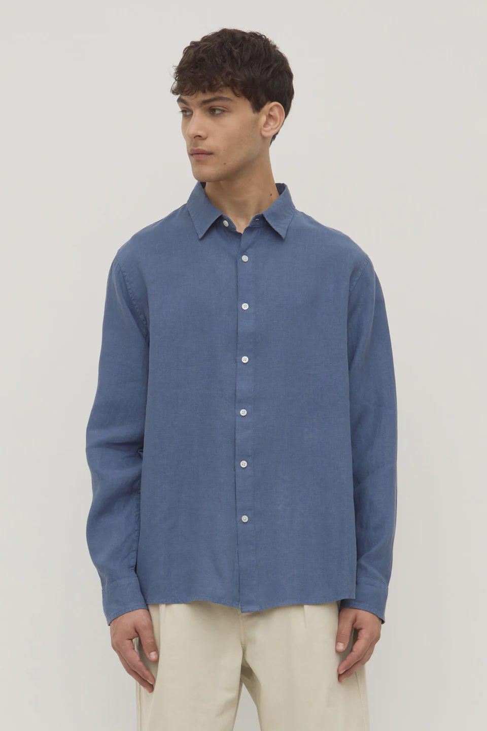 ASSEMBLY - EVERYDAY MENS LINEN LS SHIRT / OCEAN