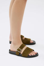 Load image into Gallery viewer, ASSEMBLY - KYAH SUEDE SLIDE / Olive
