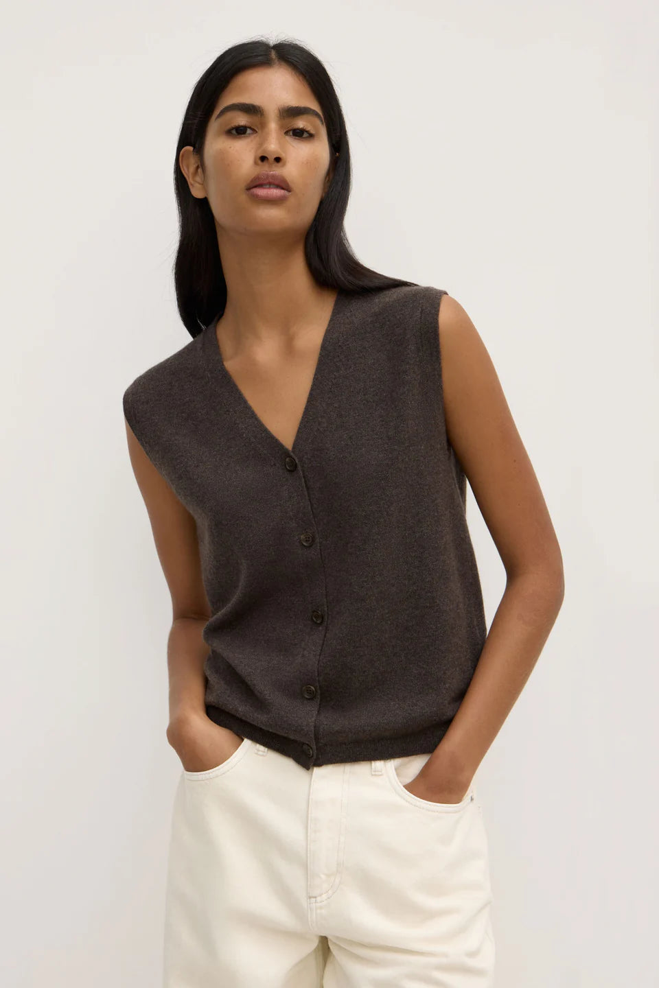 ASSEMBLY - LARA CASHMERE KNIT TANK - GANACHE MARLE