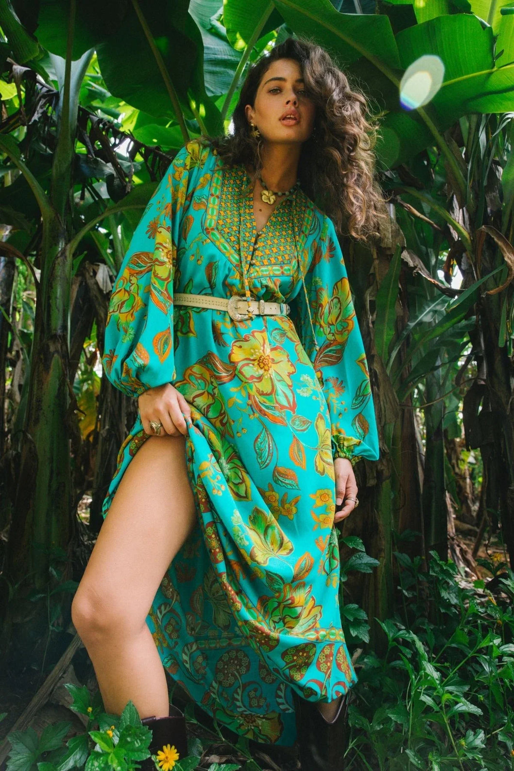 NINE LIVES BAZAAR - ORION MAXI DRESS / peacock