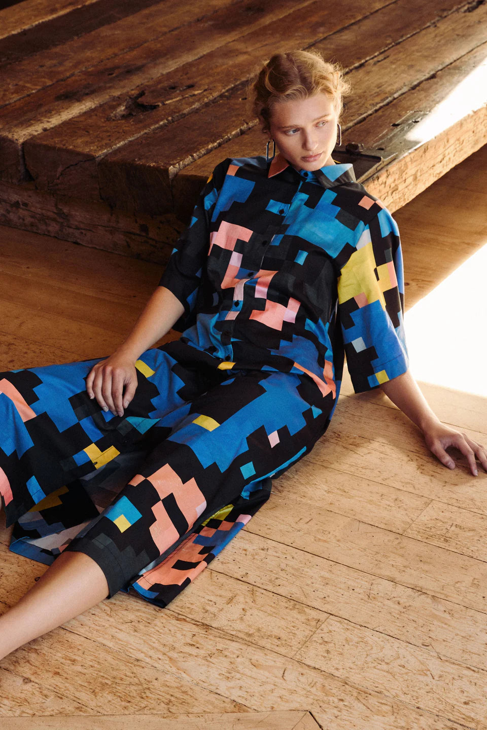 ELK - GRAND SHIRT DRESS / lucent print