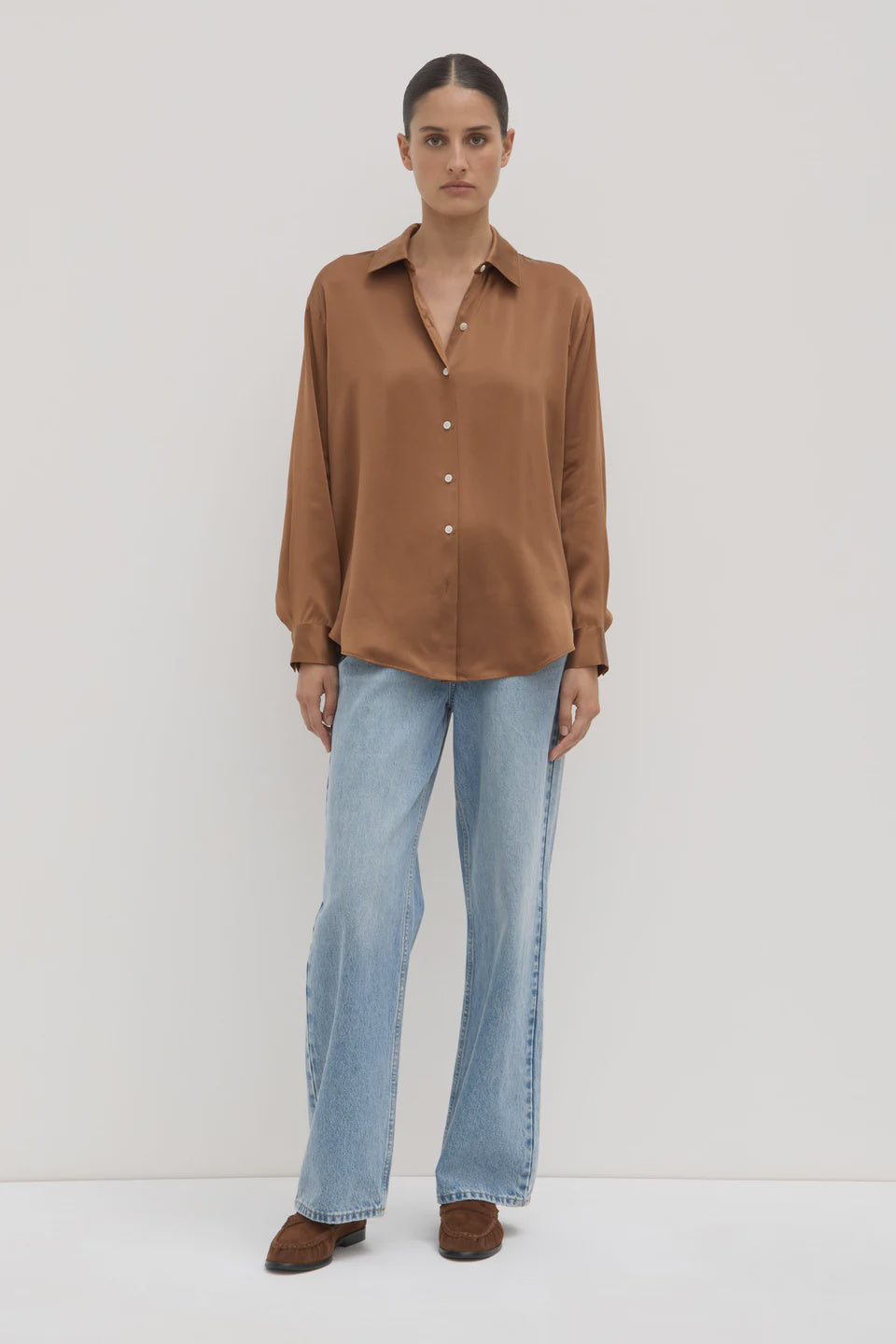 ASSEMBLY - PIPPA SILK L/S SHIRT in Bronze