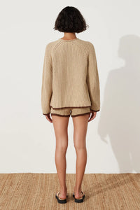 ZULU & ZEPHYR - SAND CONTRAST RIB KNIT JUMPER