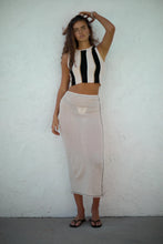 Load image into Gallery viewer, ZULU &amp; ZEPHYR - STONE STRIPE ORGANIC COTTON BLEND KNIT CROP TOP
