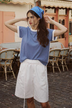Load image into Gallery viewer, ROWIE - RANIA CONTRAST KNIT TEE / chalk blue
