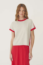 Load image into Gallery viewer, ROWIE - RANIA CONTRAST KNIT TEE / flame red
