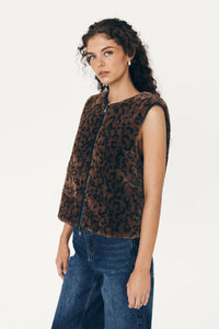ROWIE - SOLENE PLUSH VEST / LEOPARD