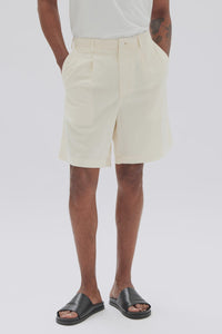 ASSEMBLY - STAN PLEATED COTTON LINEN SHORT - stone