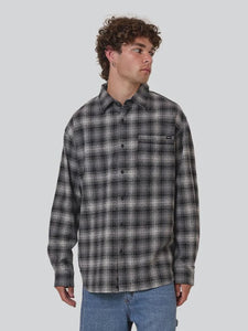 THRILLS - BARRIO L/S FLANNEL SHIRT - black