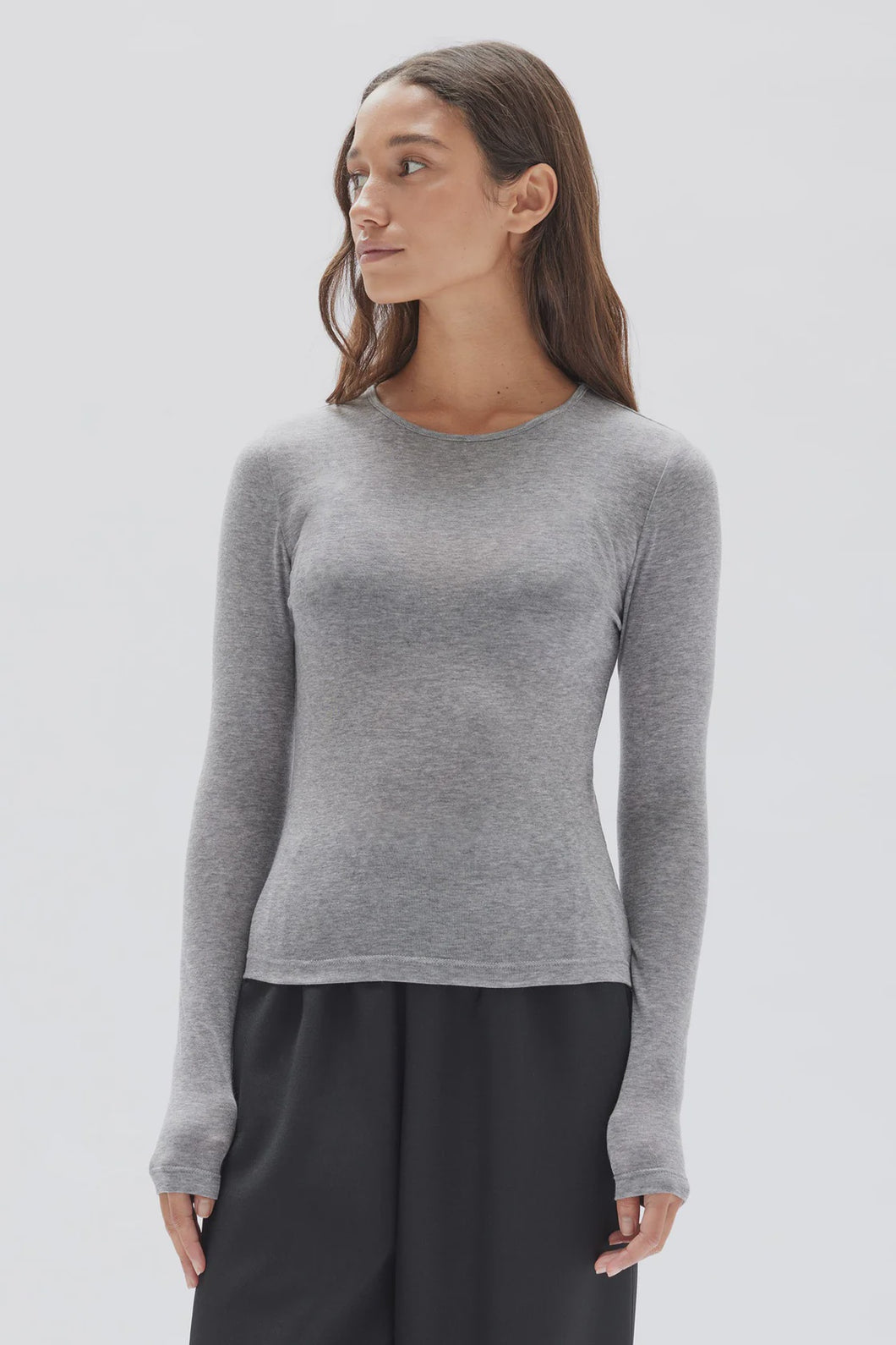 ASSEMBLY - VIOLET L/S TEE in grey marle