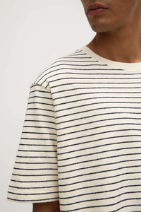 ASSEMBLY - VOLLEY STRIPE SHORT SLEEVE TEE / cream navy