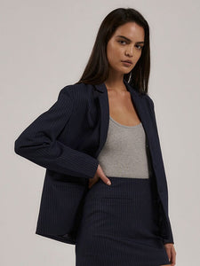 THRILLS - GABRIELLE PINSTRIPE BLAZER - STATION NAVY