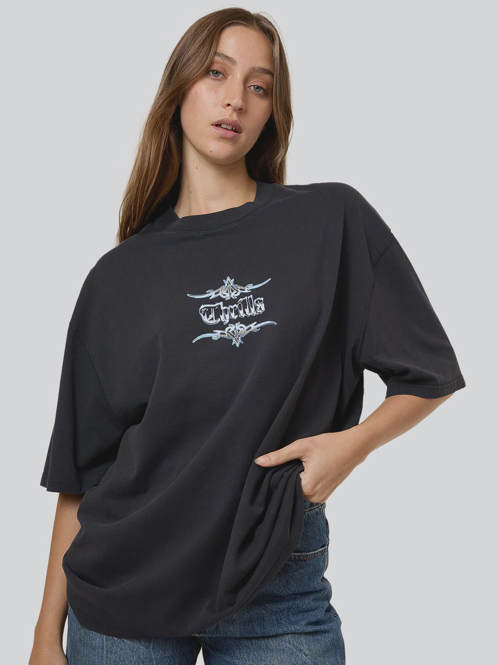 THRILLS - METAL & MAYHEM OVERSIZED TEE / washed black