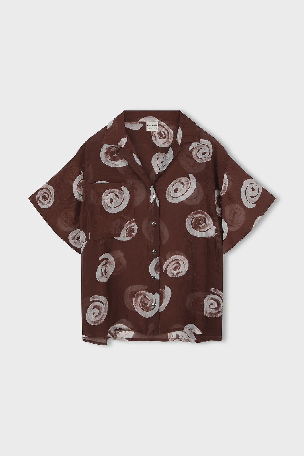 ZULU & ZEPHYR - COCOA SWIRL SHEER TEXTURED SHIRT