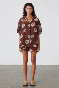 ZULU & ZEPHYR - COCOA SWIRL SHEER TEXTURED SHIRT