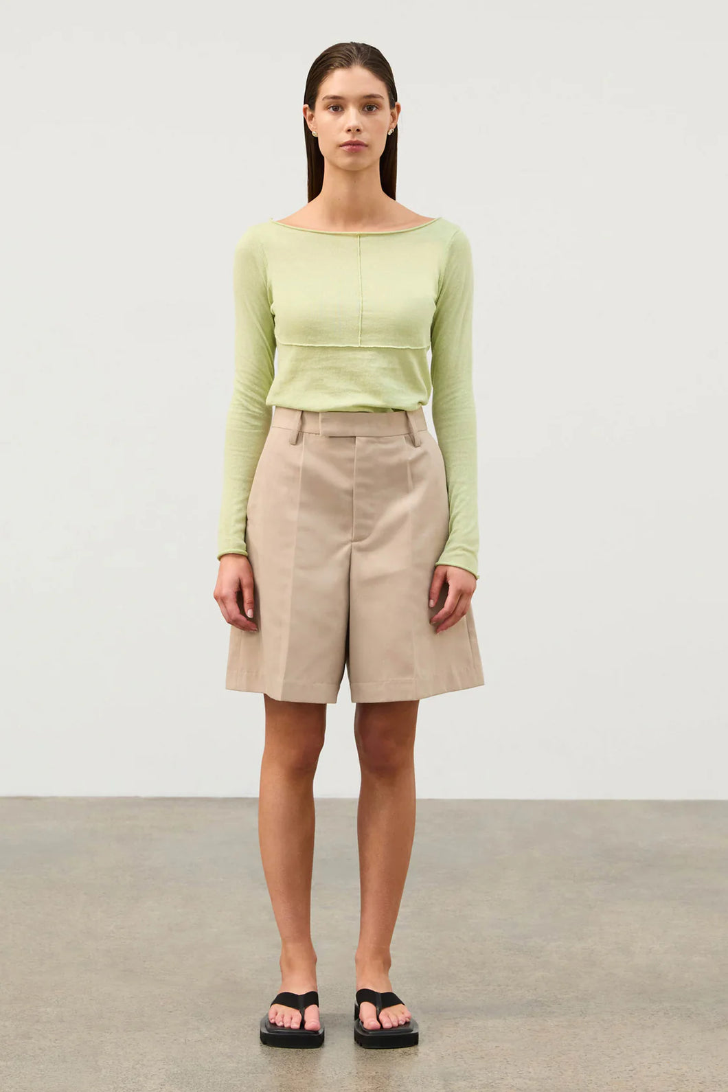 ZULU & ZEPHYR - PISTACHIO PANELLED L/S KNIT TOP