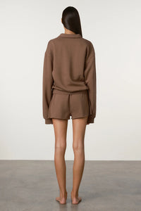 ZULU & ZEPHYR - COLLARED SPORT SWEATSHIRT - CAROB