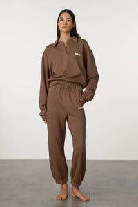 ZULU & ZEPHYR - COLLARED SPORT SWEATSHIRT - CAROB