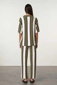 ZULU & ZEPHYR - OLIVE STRIPE TEXTURED KNIT SHIRT